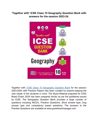 together with icse class 10 geography question