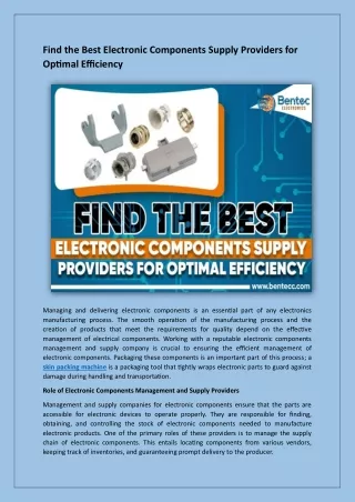 Find the Best Electronic Components Supply Providers for Optimal Efficiency