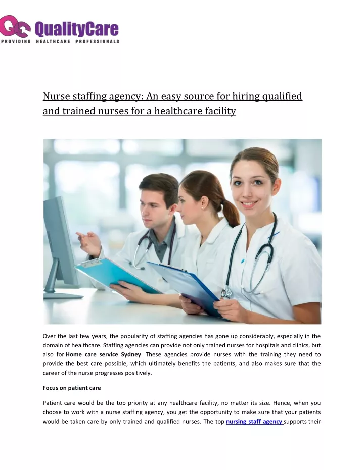 nurse staffing agency an easy source for hiring