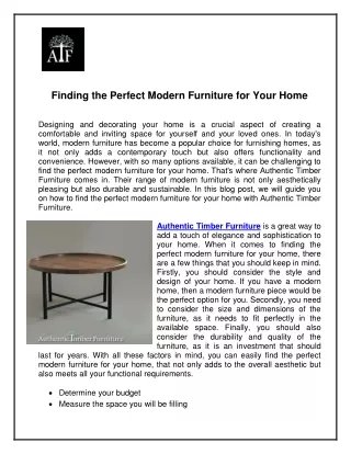 Finding the Perfect Modern Furniture for Your Home