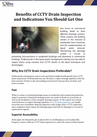 CCTV Drain Inspection: Get a Clear View of Your Drains