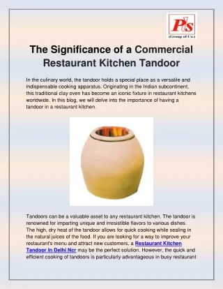 the significance of a commercial restaurant