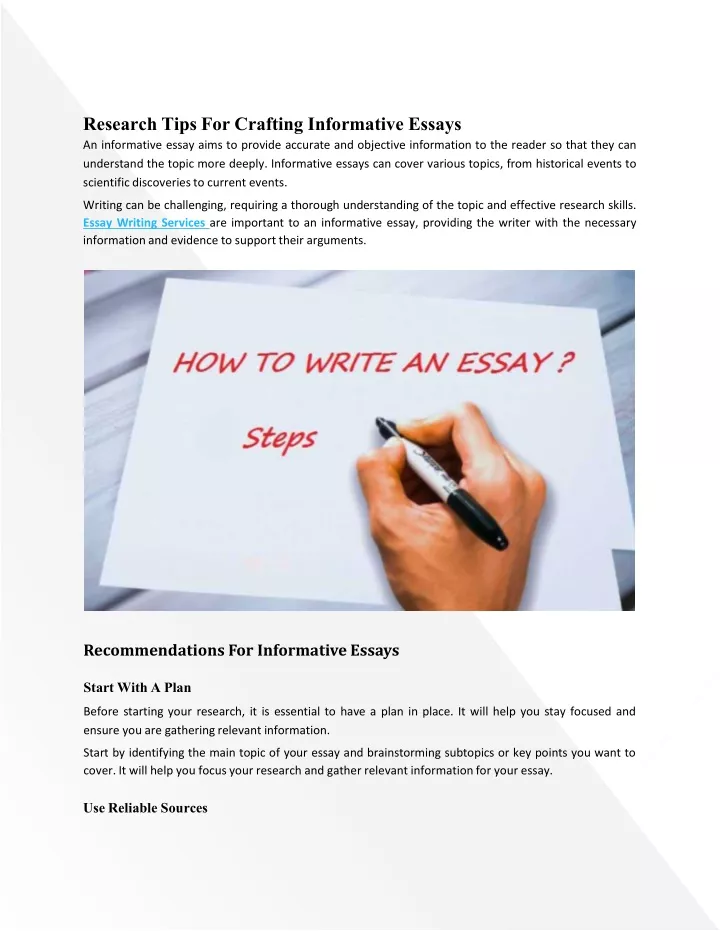 research tips for crafting informative essays
