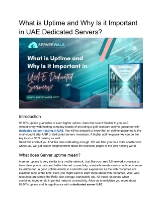 What is Uptime and Why Is it Important in UAE Dedicated Servers
