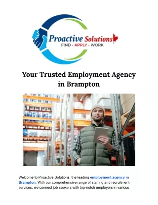 Your Trusted Employment Agency in Brampton