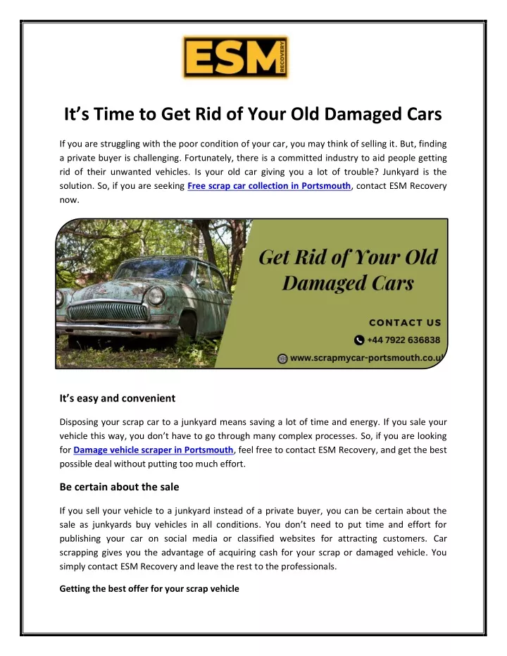 it s time to get rid of your old damaged cars