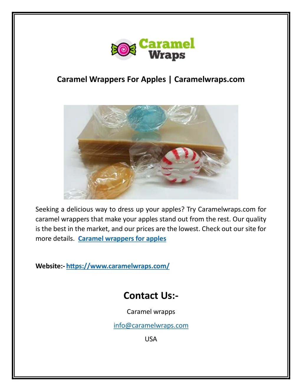 PPT - Caramel Wrappers For Apples | Caramelwraps.com PowerPoint ...