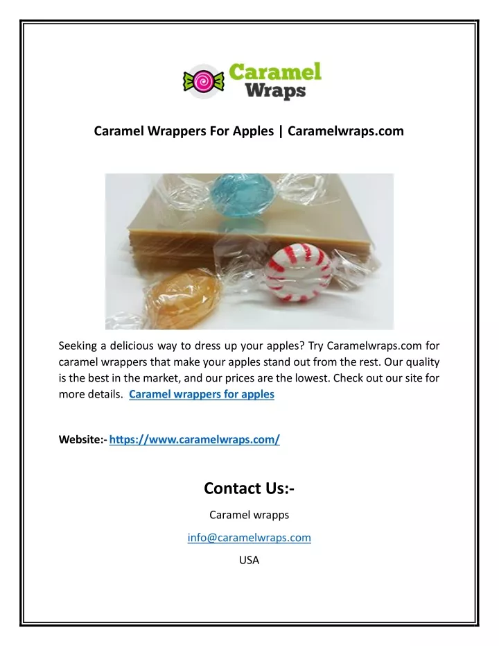 caramel wrappers for apples caramelwraps com