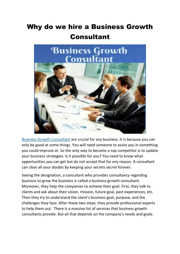 why do we hire a business growth consultant
