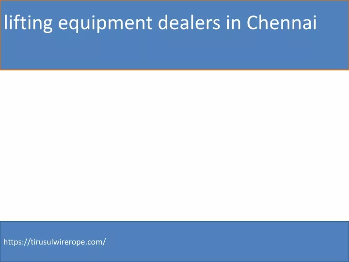 lifting equipment dealers in chennai