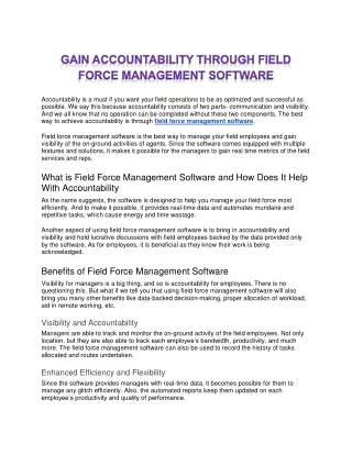 accountability is a must if you want your field