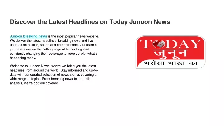 discover the latest headlines on today junoon news