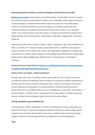 hearing loop market size share cost structure