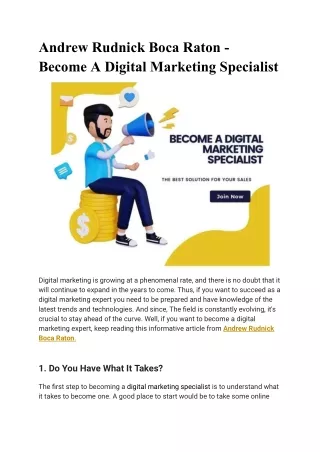 Become A Digital Marketing Specialist