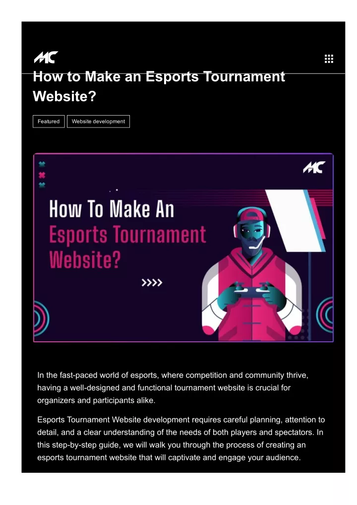 how to make an esports tournament website