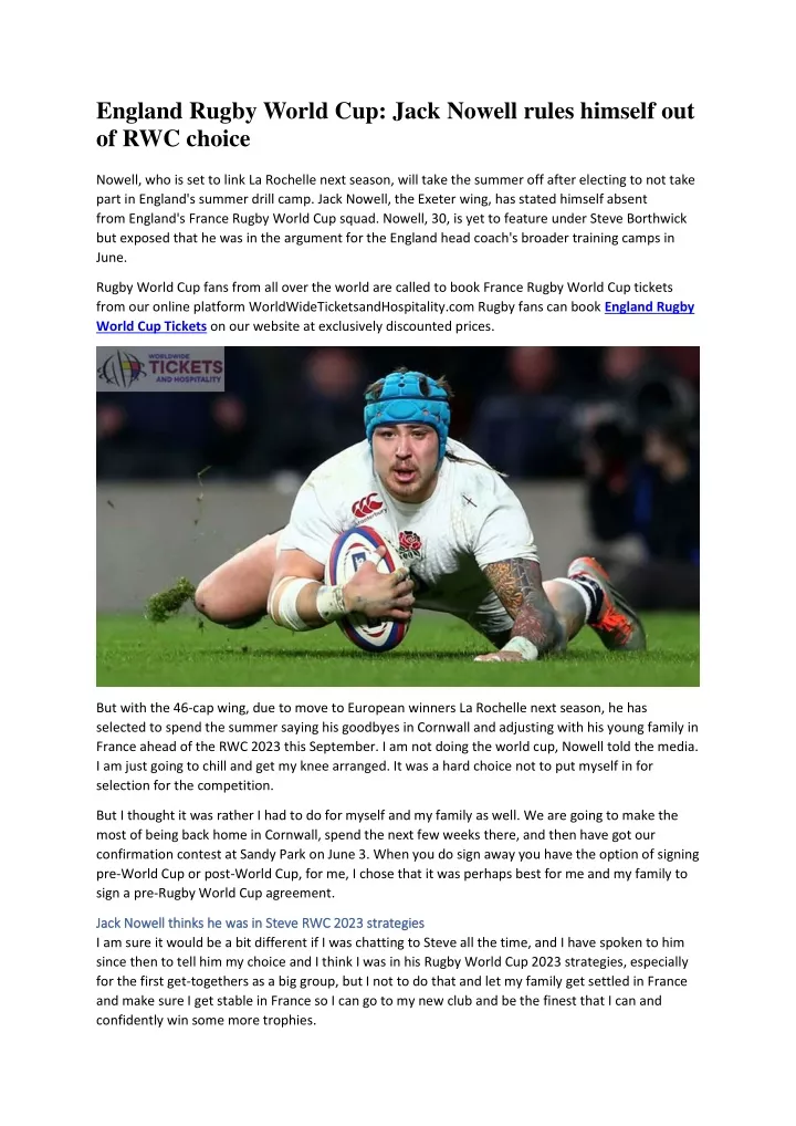 PPT - England Rugby World Cup Jack Nowell rules himself out of RWC ...