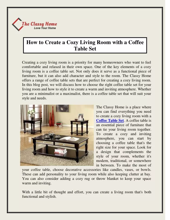 how to create a cozy living room with a coffee