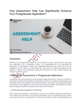 How Assessment Help Can Significantly Enhance Your Postgraduate Application