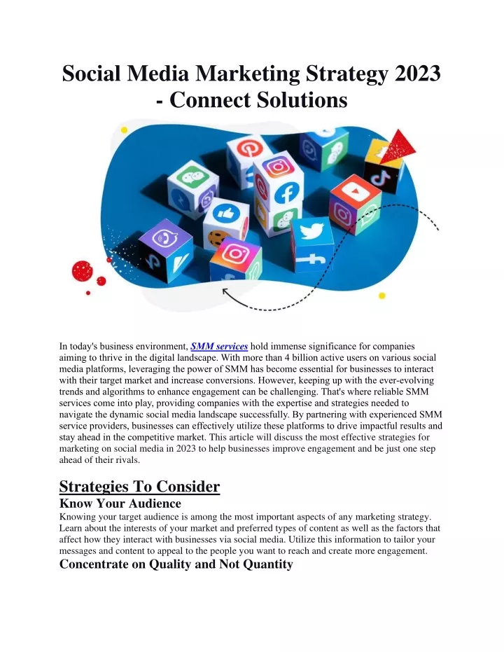 social media marketing strategy 2023 connect