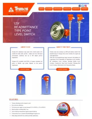 Trumen Technologies Pvt. Ltd. ! Level Switch, Level Sensor, Level Transmitter Ma