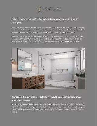 Expert Bathroom Renovations in Canberra | Transform Your Space Today