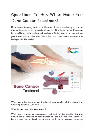 Questions To Ask When Going For Done Cancer Treatment