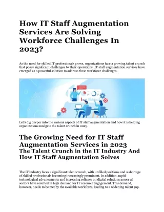 how it staff augmentation services are solving workforce challenges in 2023