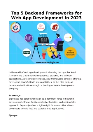 top 5 backend frameworks for web app development