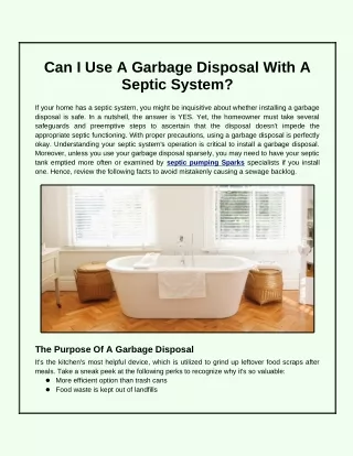can i use a garbage disposal with a septic system