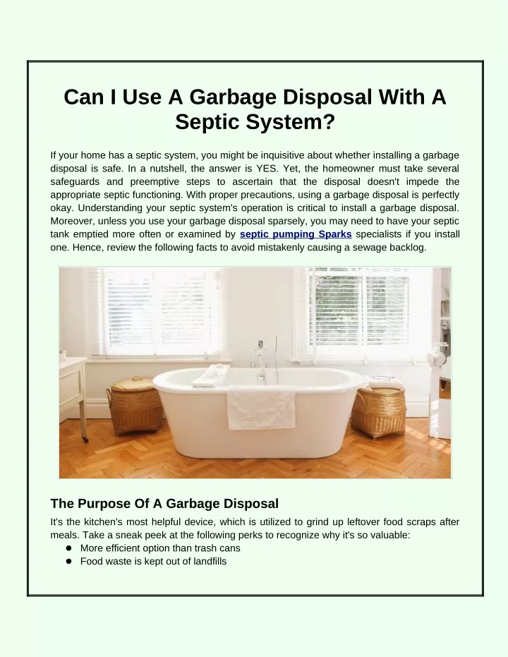 can i use a garbage disposal with a septic system