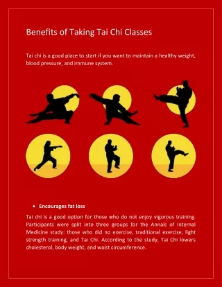 Benefits of Taking Tai Chi Classes