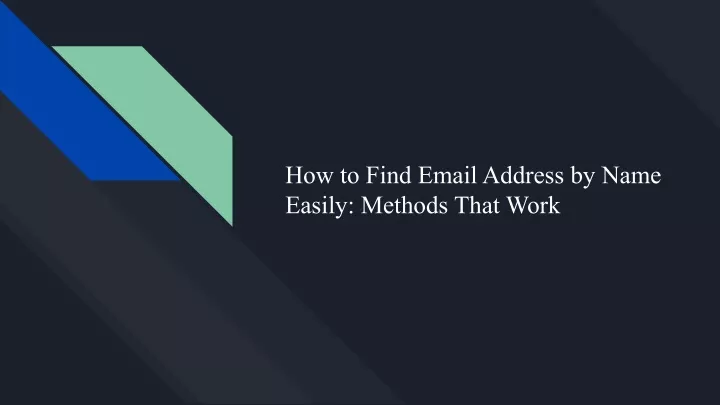 how to find email address by name easily methods