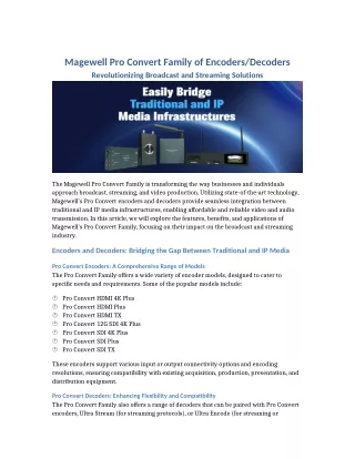 magewell pro convert family of encoders decoders