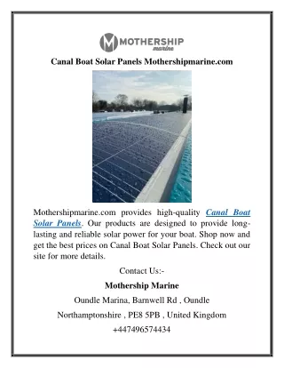 Canal Boat Solar Panels Mothershipmarine