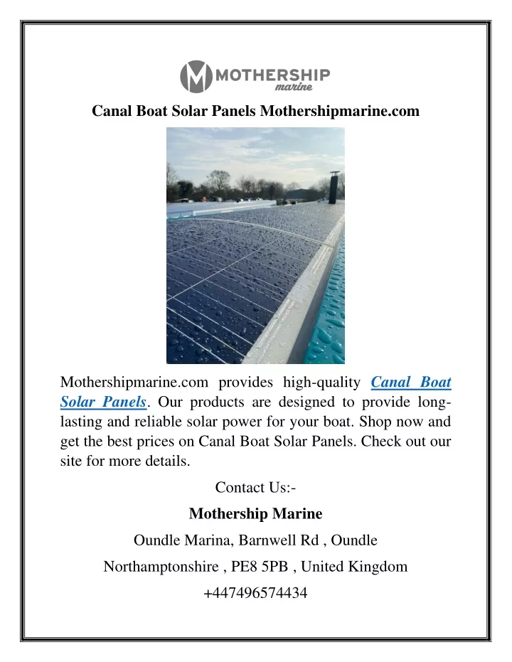 canal boat solar panels mothershipmarine com