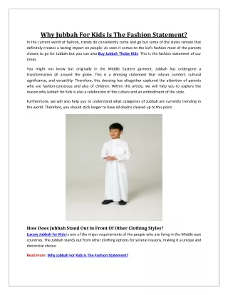 Why Jubbah For Kids Is The Fashion Statement