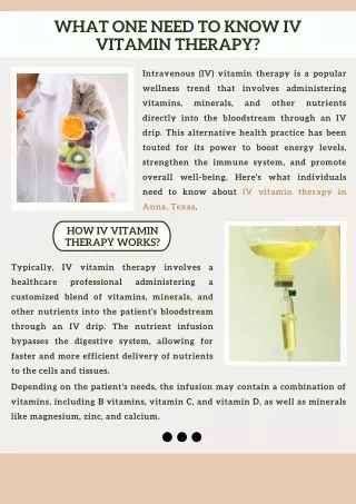 What One Need to Know IV Vitamin Therapy?