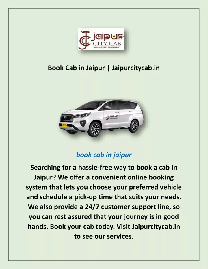 book cab in jaipur jaipurcitycab in