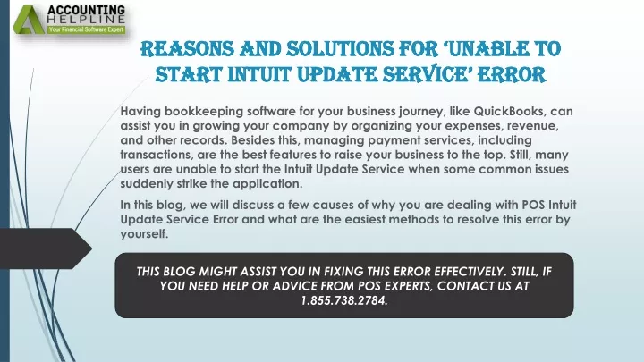 reasons and solutions for unable to start intuit update service error