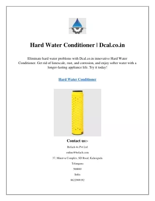 Hard Water Conditioner  Dcal.co.in