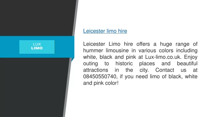 leicester limo hire leicester limo hire offers