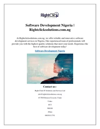 Software Development Nigeria  Rightclicksolutions.com.ng