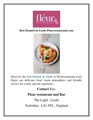 Best Brunch In Leeds Fleurrestaurants