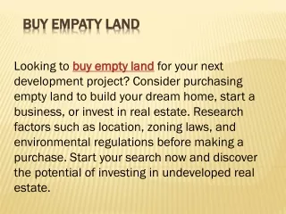 Buy Empaty Land  - USA