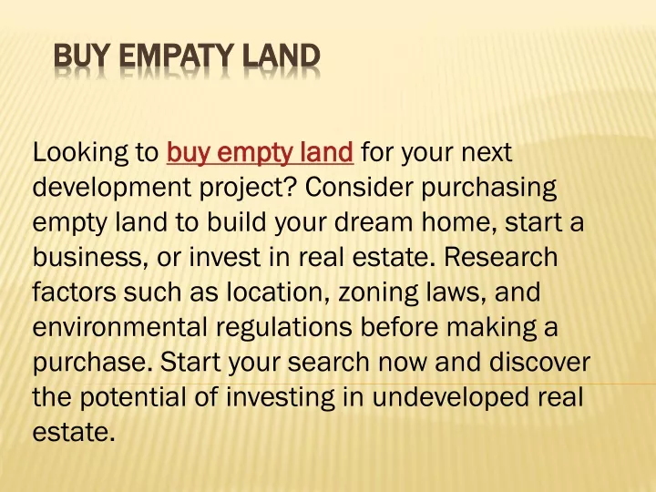 buy empaty land