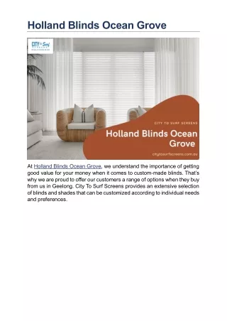Holland Blinds Ocean Grove