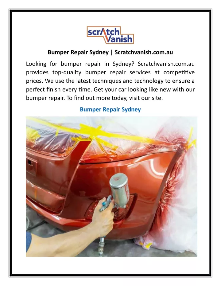 bumper repair sydney scratchvanish com au