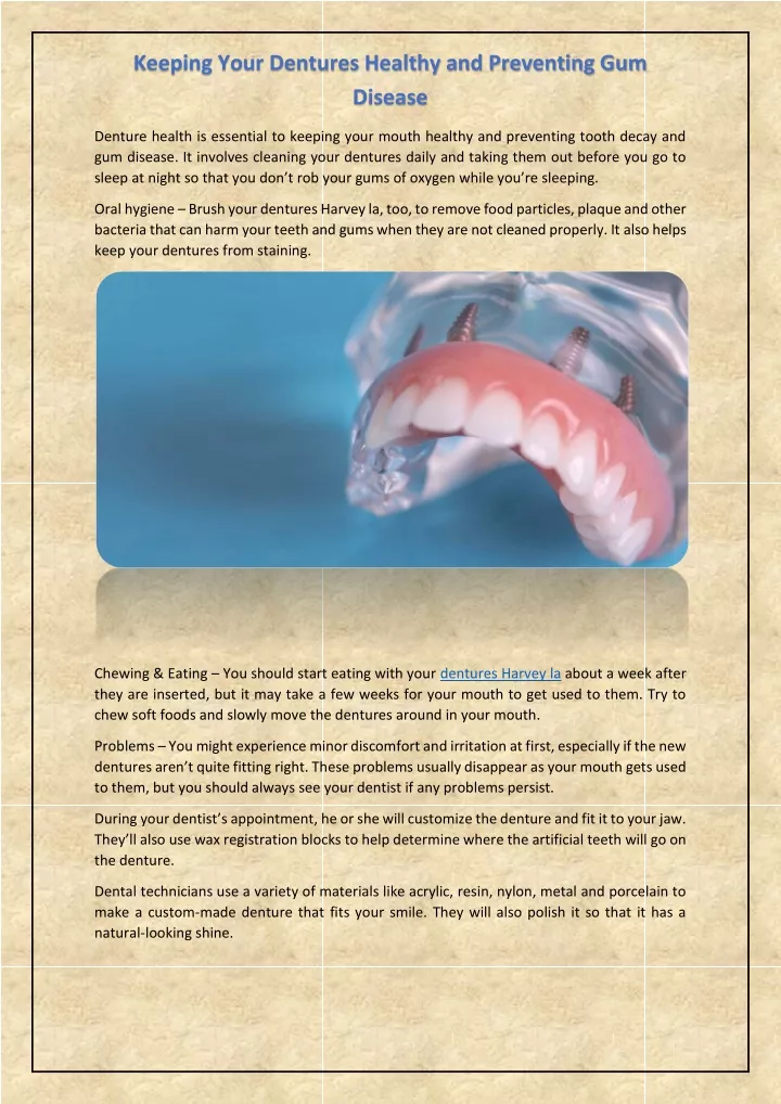 keeping your dentures healthy and preventing