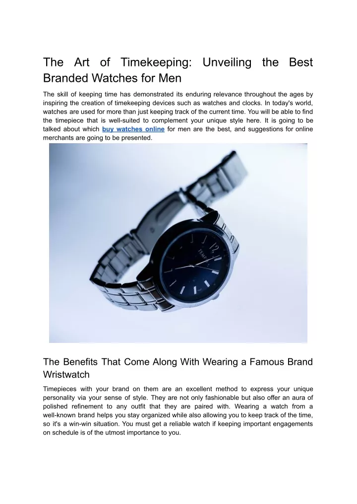 the art of timekeeping unveiling the best branded
