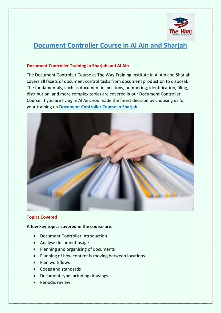 document controller course in al ain and sharjah
